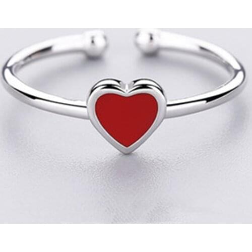 Todorova Romantic Simple Red Love Heart-shaped Ring Adjustable Wedding Ring For Women Party Jewelry Gift