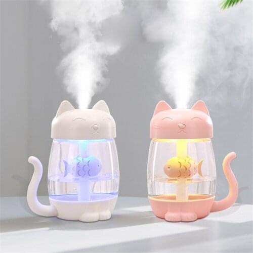 Three-in-one cat humidifier, colorful lights, cat Xiaoyu office desktop USB mini humidifier