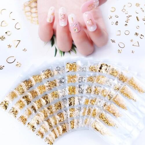 1Bag Mixed Shape Metal Alloy Sheet Gears Nail Art Decoration Hollow Accessories Tips DIY Design UV Resin Epoxy Mold Making