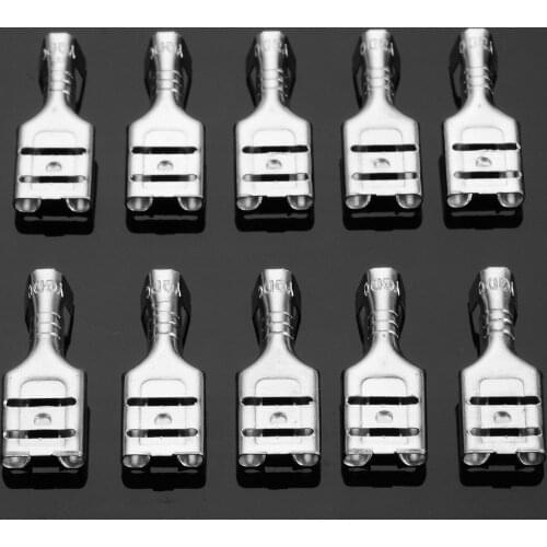 100Pcs 6.3mm Female Crimp Terminal Spade Connector With Plastic Clear Sheath Inserted Protect Case For Electrical Equipment