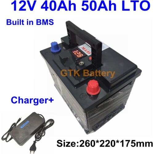 12V LTO 40Ah 50Ah lithium titanate Battery Pack for EV light truck bicycle giant hybrid Lawn mower motor + 5A charger