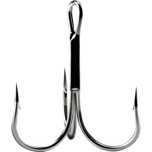 15pcs/box 5002 owner Treble hooks Silver Size 1/2/4/6/8/10/12/14# Bait Fishing Tackle Round Bend For Pike Bass