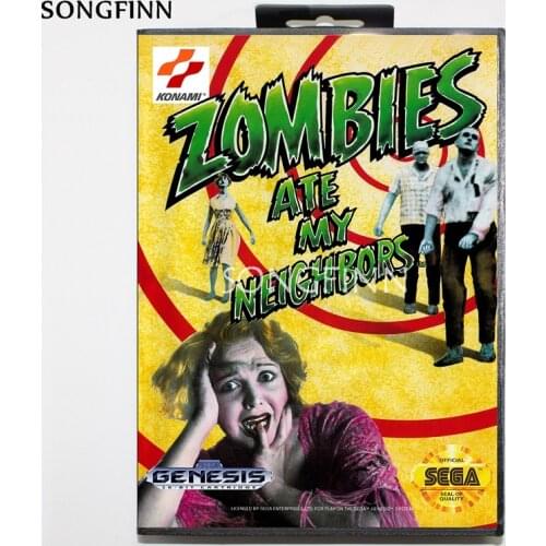 16 bit MD Memory Card With Box for Sega Mega Drive for Genesis Megadrive - Zombies Ate My Neighbors