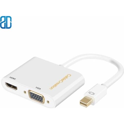Mini DisplayPort To HDMI VGA Adapter 2 In 1 Mini DP To HDMI VGA Converter Compatible MacBook, MacBook Pro IMac MacBook Air