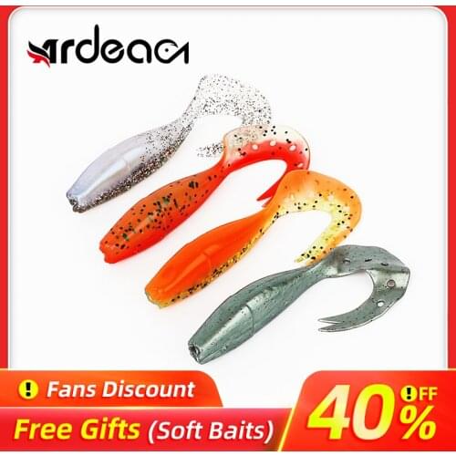 Ardea Soft Lure 4pcs 90mm 7.7g Curly Simulation Silicone Artificial Worm Double Color Swimbait Bait Fishing Tackle