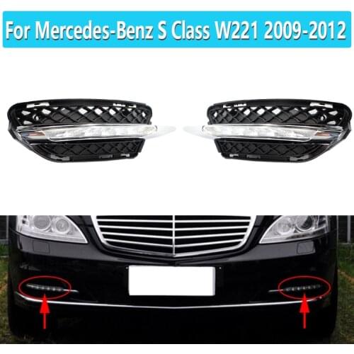Auto Front LED Bumper DRL Daytime Running Fog Light Lamp Grille For Mercedes-Benz S Class W221 2009-2013 A2218201756 A2218201856