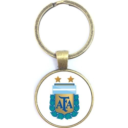 2018 Football Fans Keychain Argentina/Egypt/Australia/Panama/Brazil National Football Badge Glass Dome Keyring For Titan Cup