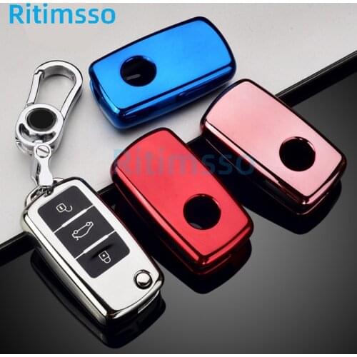 TPU Car Key Case For VW Golf Bora Jetta POLO GOLF Passat Skoda Octevia A5 Fabia Seat Leon Key Cover Case Accessories