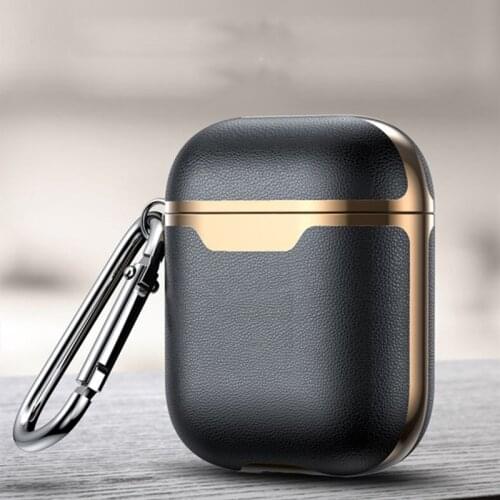 For Airpods 2 Case Airpods 3 1 Case Luxury Plating Leather Case Cover TWS Earphone Case for Airpods Pro Case with Keychain