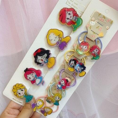 Disney cartoon mermaid children hair clip cute acrylic girls hair accessories hair ring headdress bangs clip hair rope