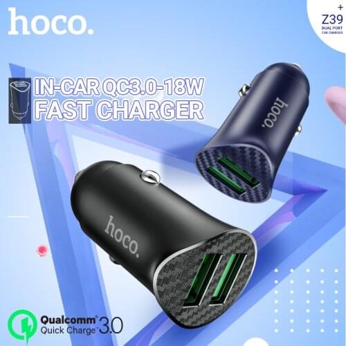 Hoco dual USB car charger QC 3.0 18W fast charging power adapter in-car phone chargers for iPhone Xiaomi Huawei for FCP / AFC