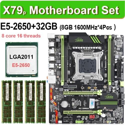 JINGSHA X79 Turbo placa base LGA2011 ATX combos E5 2650 CPU 4 Uds x8GB = 32GB DDR3 RAM 1600Mhz PC3 12800R PCI-E NVME M.2 SSD