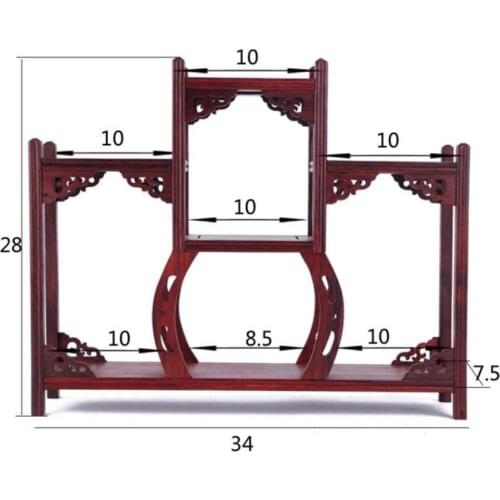 Red acid half circle middle high two low type Bogu shelf, antique rack, multi treasure rack, shelf, handicraft, living room orna