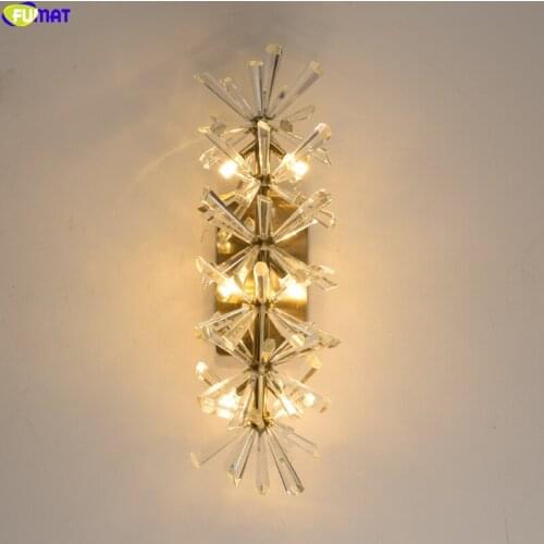 FUMAT Ice Crystal Long Wall Lamp Mirror Light Living Room Art Decor Modern LED Backlight Garland Luxury Lighting For Hotel Villa