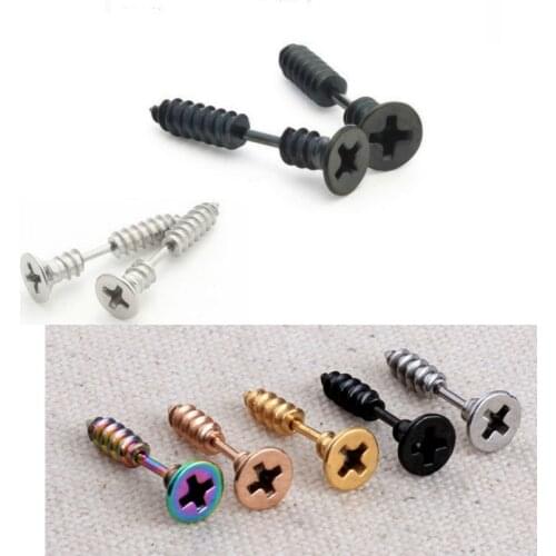 Cool Titanium Steel Ear Bone Nail Titanium Steel Screw Earrings Pierced Earrings Stainless Steel Earrings Halloween Jewelry