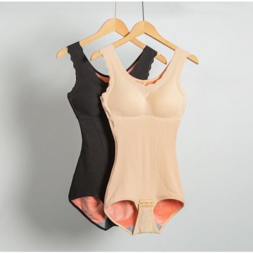 Linbaiway Womens Plus Size Slimming Underwear Winter Velvet Thermal Bodysuit Sexy Body Shaper Postpartum Abdomen Shapewear