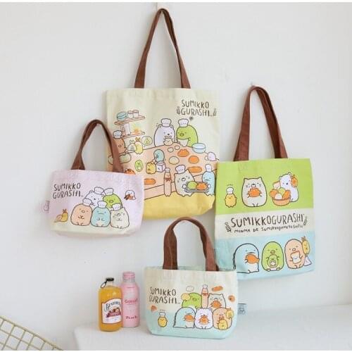 Cute Cartoon Sumikko Gurashi Hand Lunch Box Lunch Box Bag Double-sided Shoulder Shopping Bag Green Bag