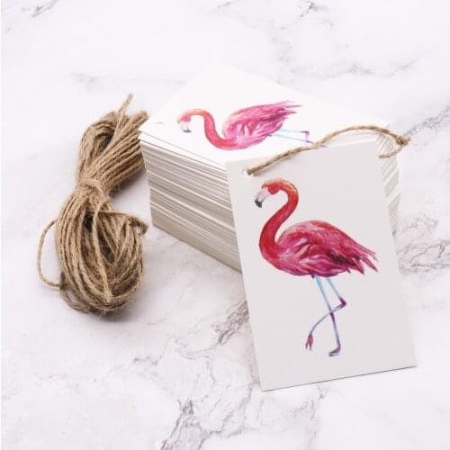 Fashion Flamingo Paper Label Tag Gift Box Package Handmade DIY Hanging Paper Card For Hawaii Party Baby Shower Decorations