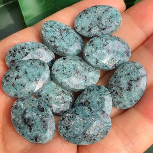 13X18mm Natural Faceted Green Dot Jades Stone Bead Oval Round Shape Loose Spacer Beads For Jewelry Making Diy Bracelets Pendants