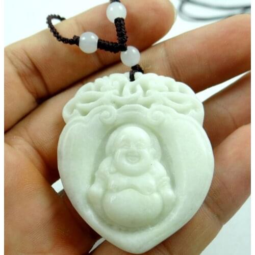 Natural stone Quartz Crystal hand-carved statue of Happy Buddha amulet pendant for diy Jewelry making necklace Accessories