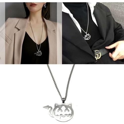 2021 Newest Trendy Little Devil Necklace Stainless Steel Exquisite Hip Hop Fashion Men Women Necklace Simple Luxury Gift Jewelry
