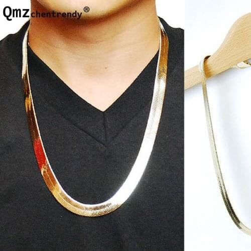 New Breadth Gold Filled Electroplated Mens Dragon Bone Chains Necklace Hip Hop Bling T-show Fish Snake Bone Necklace Jewelry