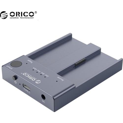 ORICO M2P2-C3-C Dual Bay M.2 NVMe SSD Docking Station 10Gbps USB 3. 1 Type-C Solid State Hard Disk Multi-disk Copy Cloning Dock
