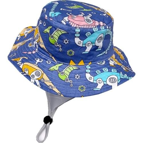 2021 New Summer Baby Bucket Hat UV Protection Boys Cap Children Panama Outdoor Beach Girls Sun Hat Cartoon Infant Fisherman Cap