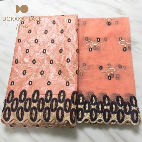 Peach Design Beaded Embroidered Bazin Riche Lace Fabrics With Net For Indian Women Blouse Dresses Sewing Prom Laces Basin Fabric