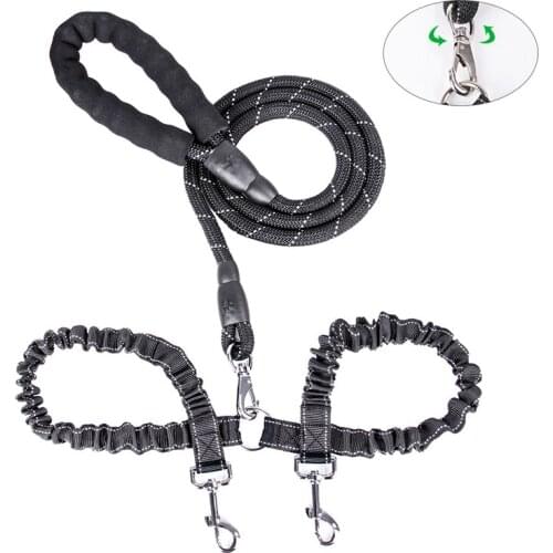 Durable Fashion Dog Double-Ended Tractions Ropes Firm Nylon Reflective Dogs Leashes Elastic Belts For Medium Large Pets Supplies