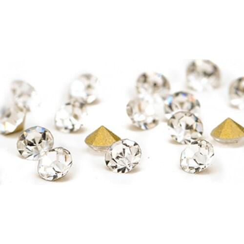 All Sizes 22Colors Diamond Round Cone Transparent Pointed Crystal Pointback Glue on Nail Art Rhinestones DIY Jewelry Making