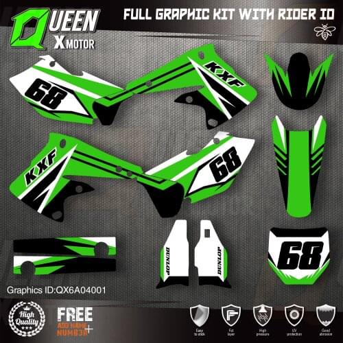 Queen X MOTOR Custom Team Graphics Decals Stickers Kit For Kawasaki Decal 2004 2005 KXF 250 001