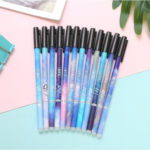 Cute creative 12 constellation pen star sky pen 0.5mm erasable black pen student supplies gel pens