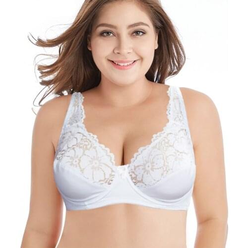 Womens Lager Size Lace Bra Floral Bralette Sexy Lingerie Active Wear Underwired Plus Size Brassiere Underwear B C D DD E F Cup