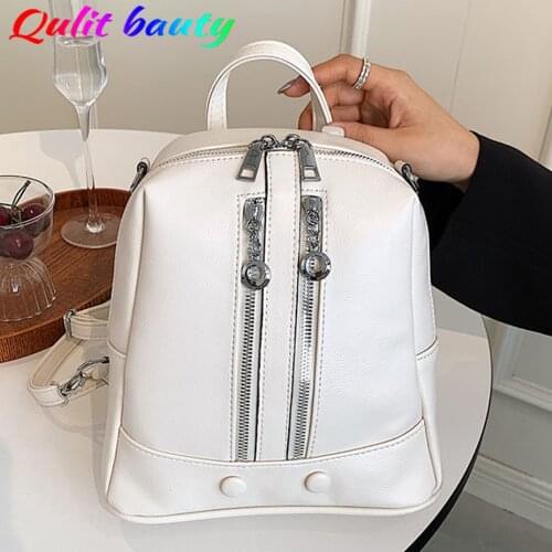 Women Backpack 2 Layers Zippers Large Capacity Womens Backpacks for School Teenagers Girls PU Leather Shoulder Bag Mochilas Sac