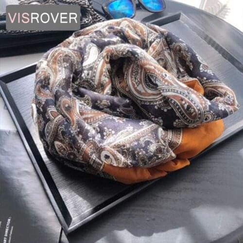 VISROVER 2021 fashion brown paisley printing viscose scarf woman Wrap yellow Spring Shawl Beach Neck Pashmina Muslim Hijab gift