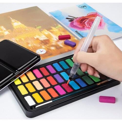 1 Set 36 Colors Watercolor Paint Washable Long-lasting Iron Portable Painting Art Kit for Adults
