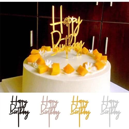 1pc Happy Birthday Acrylic Cake Topper Cupcake Dessert Decor Party Supplies