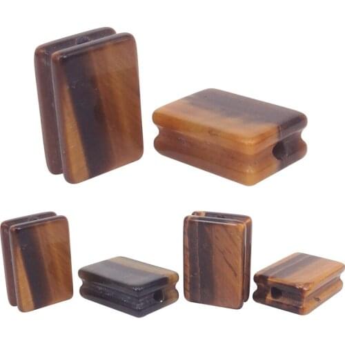 Natural Rectangle Stone CAB Cabochon Tiger Eye Beads For Fashion Bracelet DIY Jewelry Making Semi Precious Stone Beads 10Pcs