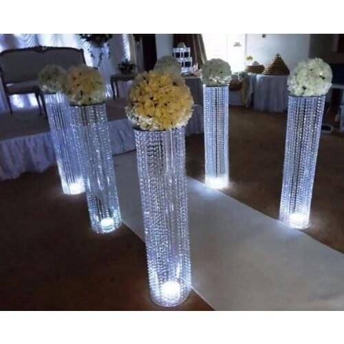 120cm 48inch height Wedding walk way flower stand stage venue arylic crystal column pillar for wedding party decoration