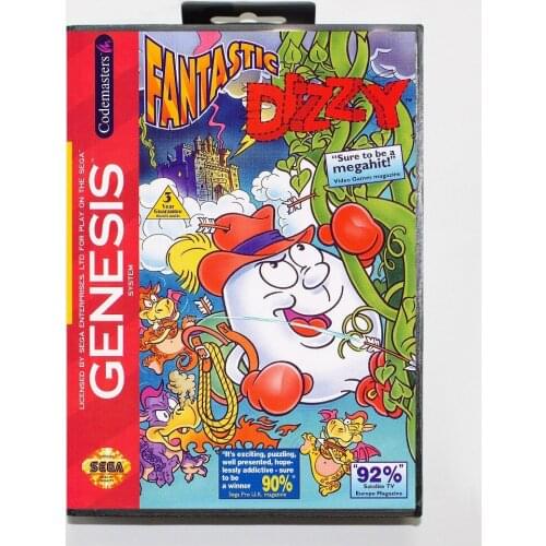 16 bit Sega MD game Cartridge with Retail box - Fantastic Dizzy game card for Megadrive Genesis system