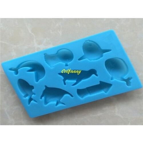 200pcs/lot 13.7x9.3cm BAKER DEPOT DIY Tools silicone mold cake chocolate jelly pudding handmade soap the Sea World Dolphin fish