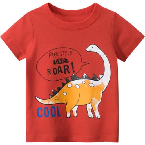 2021 Summer T Shirt Cartoon Dinosaur Baby Kids Boys Girls Cotton Short Sleeves Childrens Clothing Letters Print Tee Toddler 10Y