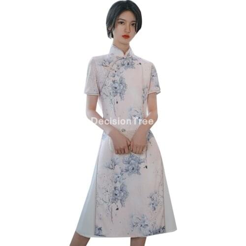 2021 vietnamese aodai vietnam cheongsam folk style feminine qipao chinese dress women traditional clothing floral ao dai dress