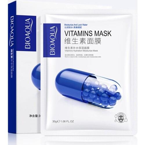 5 Pcs Vitamin Hydrate Moisturizing Face Mask For Female Oil Control Brightens Smooth Skin Elastic Refreshing Repairing