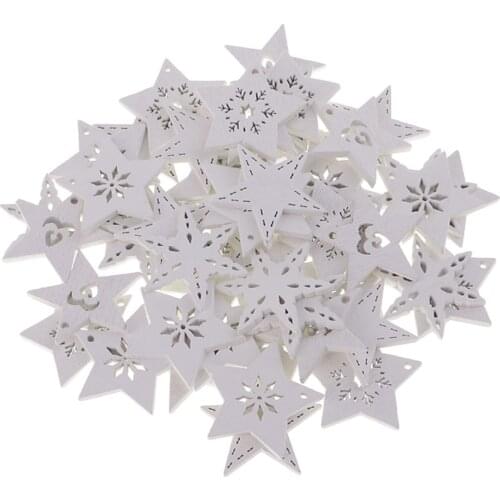 50 Wooden Star Christmas Snowflake Shapes Craft Scrapbooking