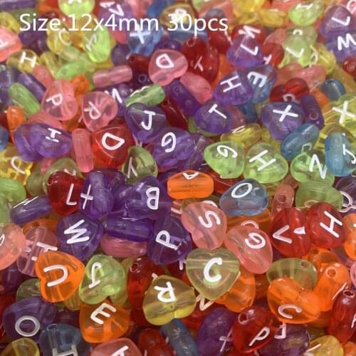 12x4mm 30pcs Color Heart Acrylic Spacer Beads Letter Beads Oval Alphabet Beads For Jewelry Making DIY Handmade Accessories#04