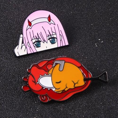 Anime Chainsaw Man Badge Brooch Cute Cartoon Pochita Cosplay Pins Brooches for Women Men Lapel Pin Jewelry