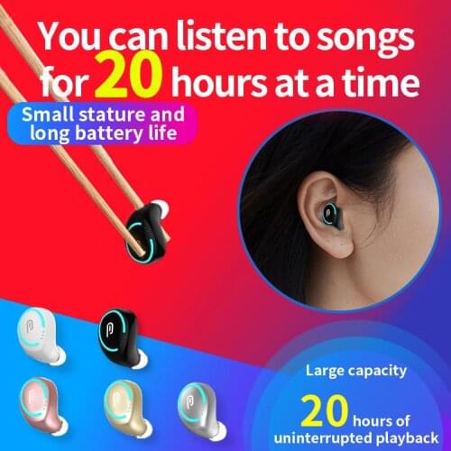 TWS Mini Bluetooth 5.0 Single Earphones With Charging Box Wireless Headphone Stereo Sports Waterproof Earbuds Headsets With Mic
