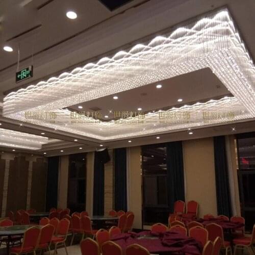Large hotel lobby project crystal lamp rectangular villa sales department banquet hall jewelry store ceiling lamp custom LED